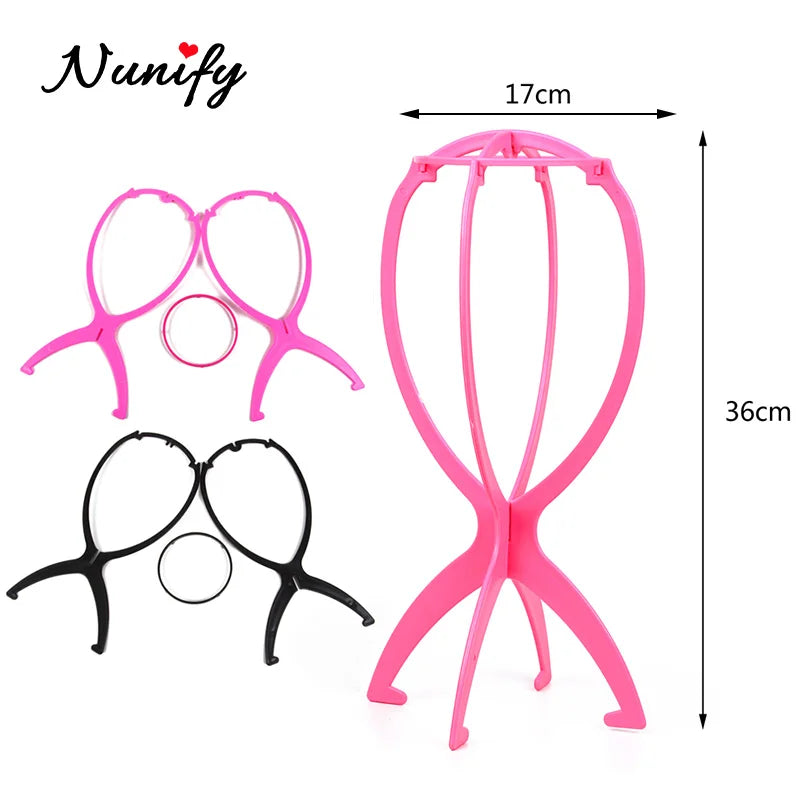 Plastic Wig Stand Portable Head Black Pink Hang Holder Durable Hair Display