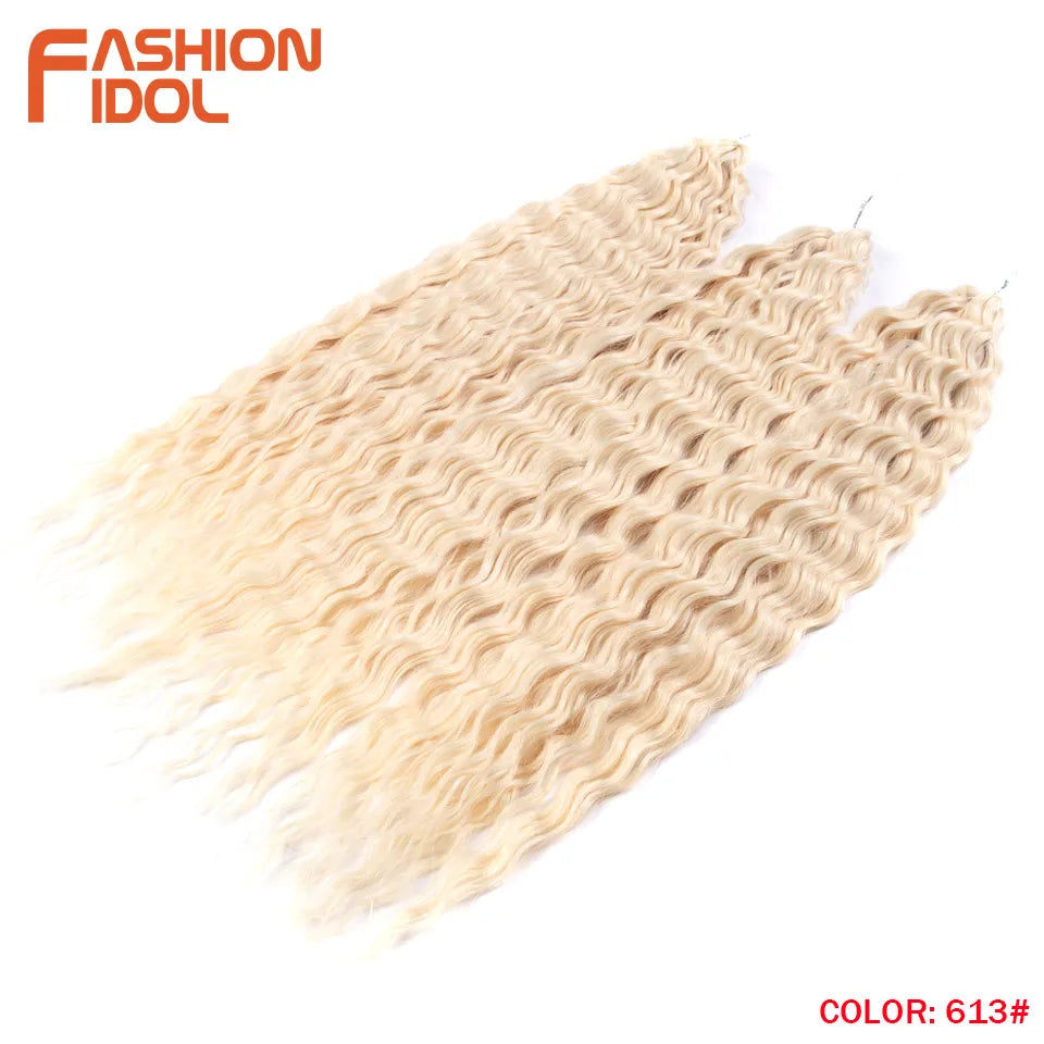 Synthetic Twist Crochet Curly Hair Water Wave Braid Ombre Blonde Brown Deep