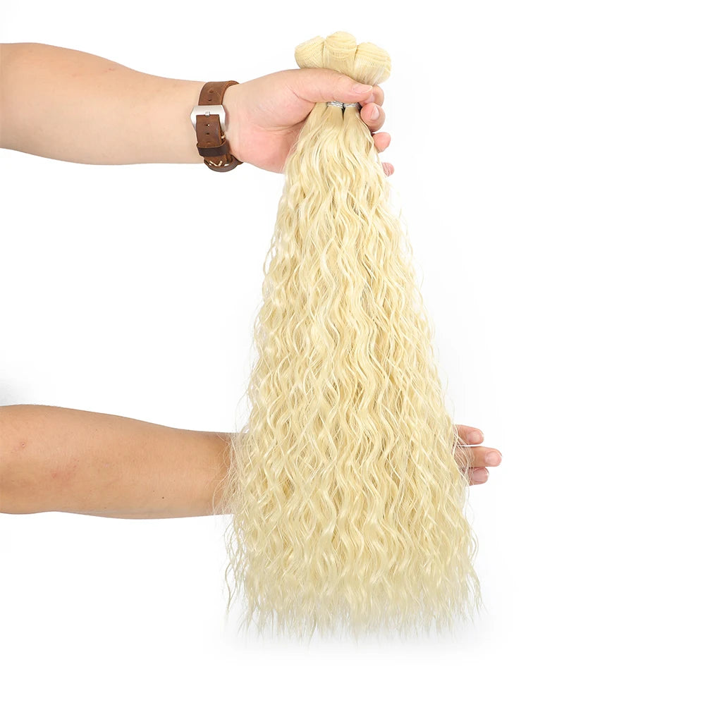 Synthetic Long Curly Bundles Organic Fiber Natural Heat Resistant Wave Hair Extensions