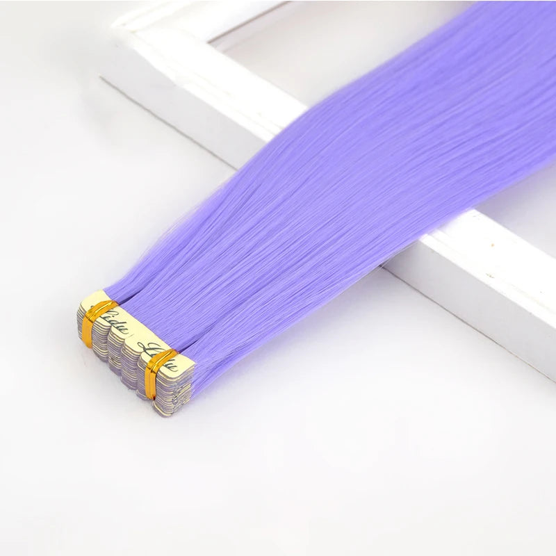 Synthetic Tape in Hair Extensions Straight Mini Ins Invisible Adhesive Colored