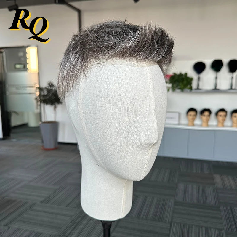 Pre Cut Styled Toupee Hair Thin Skin V Looped Human Replacement System