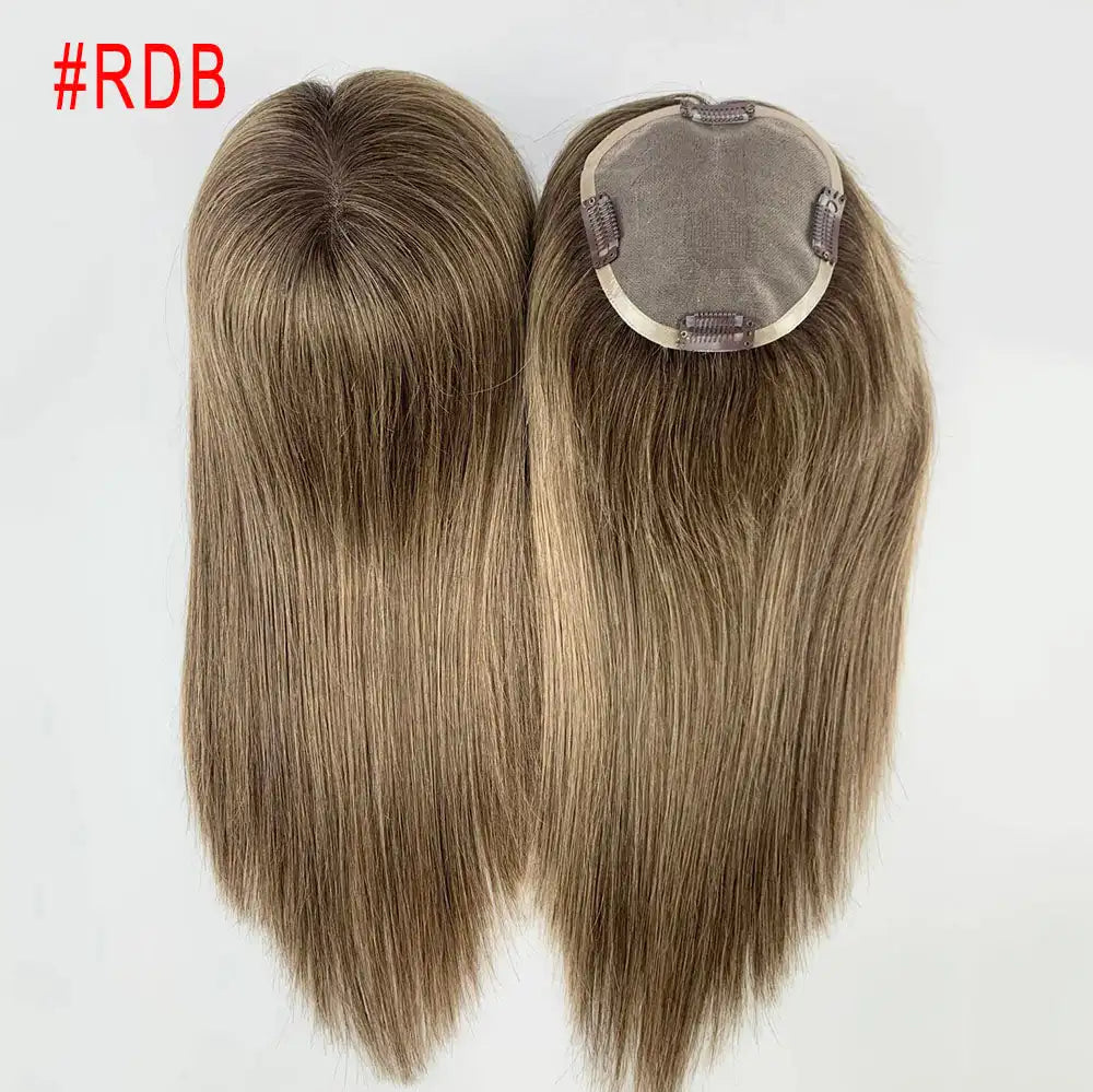 Straight Virgin Human Hair Topper — Mono Base, Clip-In Hairpiece