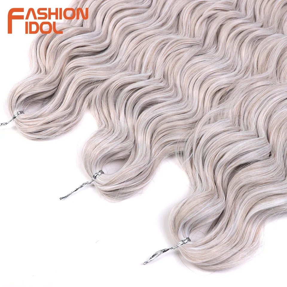 Loose Deep Wave Synthetic Braiding Hair Extensions - 24 Inch Water Wave, Ombre Blonde Twist Crochet