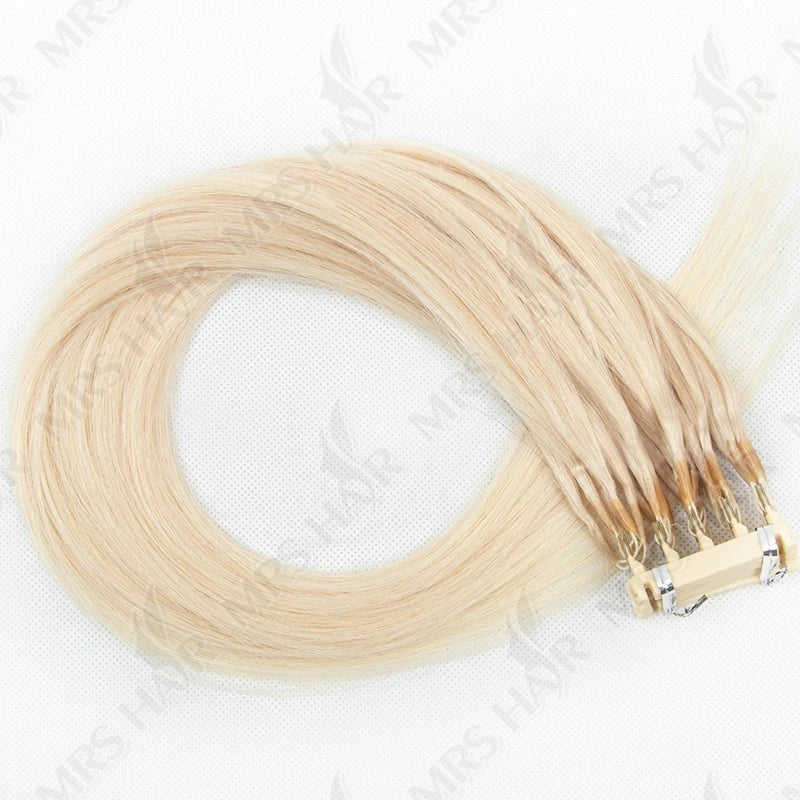 6D Hair Extensions Human Remy Micro Tiny Straight Generation Invisible Beads Real