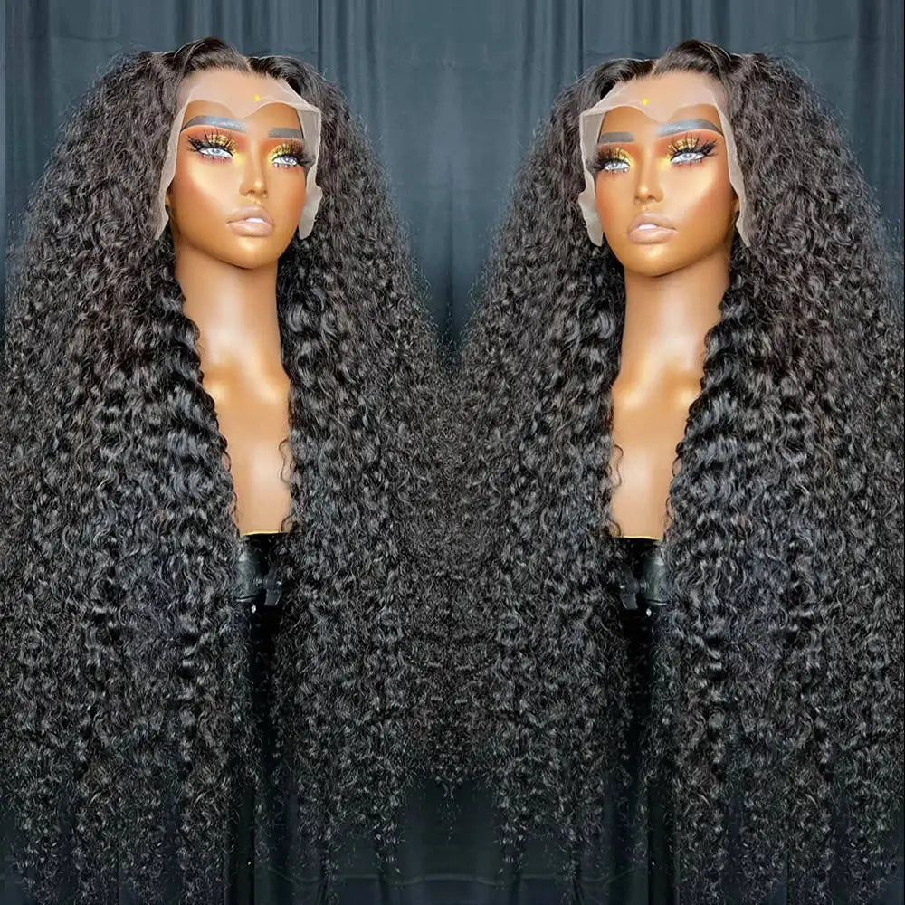 Deep Wave Lace Front Human Hair Wigs, 200% Density 13x6 Frontal Pre