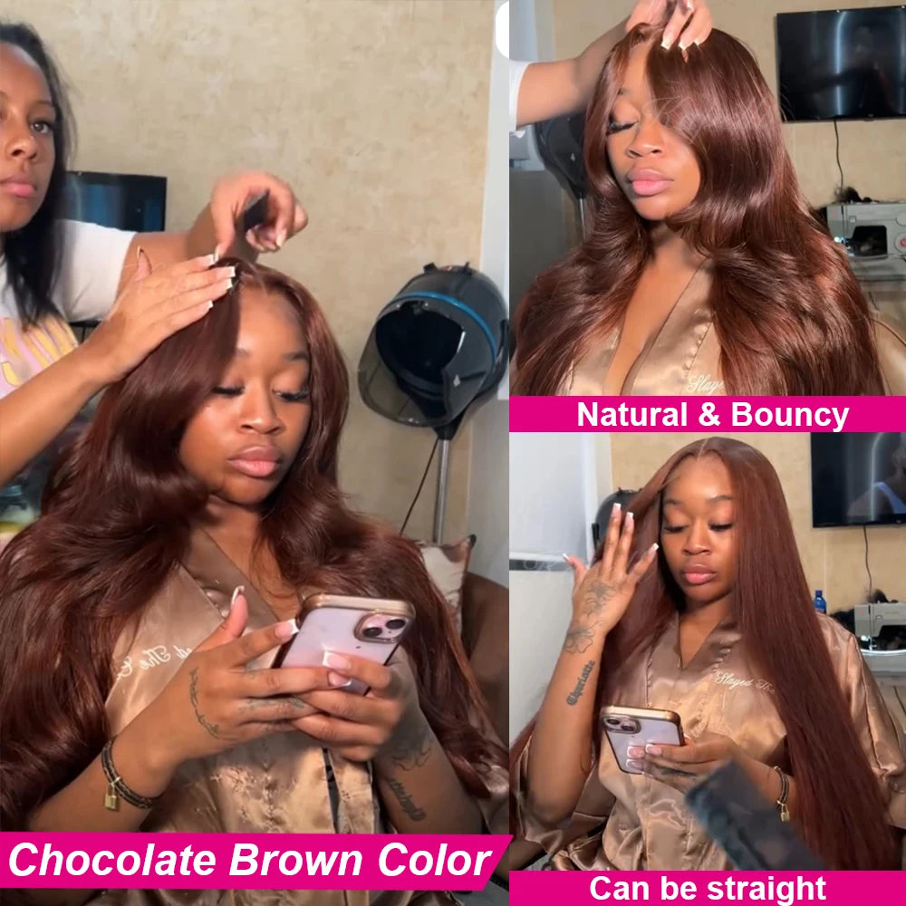 Brown Body Wave Human Hair Bundles with Lace Closure — Brazilian, Remy