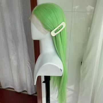 Light Green 13x4 Synthetic Lace Front Wig Long Straight Glueless Heat Resistant