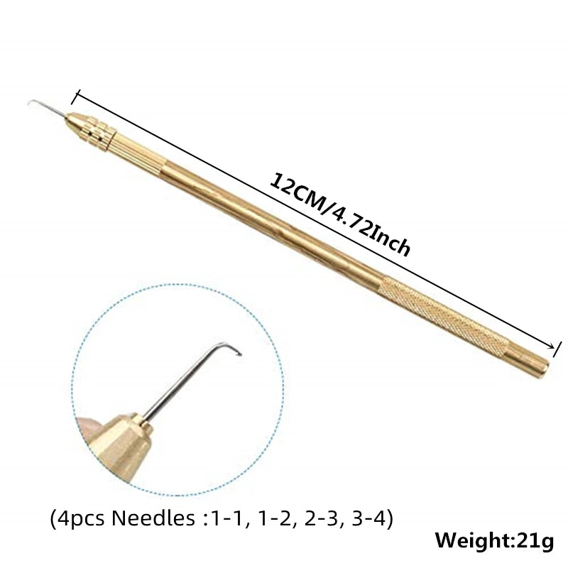 Brass Ventilating Holder with Stainless Steel Needles for Lace Wig Making And Repairing - Ventilating Needle Set