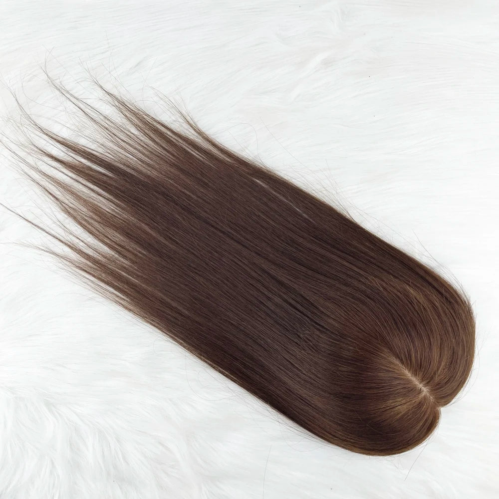 14x16CM Straight Hair Topper Skin Silk Base Virgin Human Piece Cover Breathable