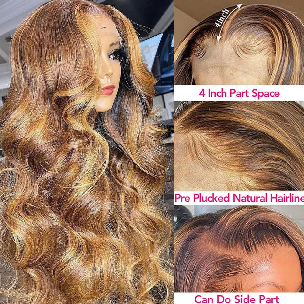 Highlight Transparent 13×4 13×6 Blond Body Wave Human Hair Wigs Pre Plucked