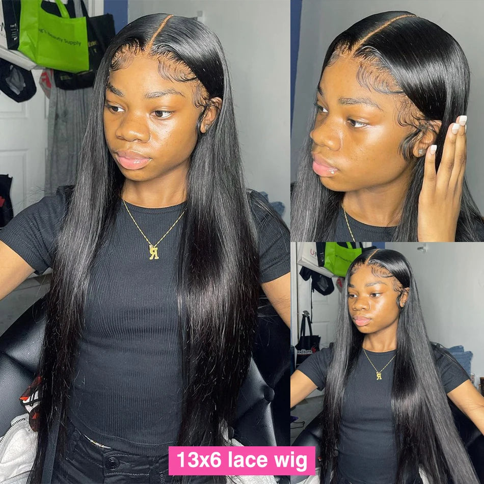 Density Bone Straight, 13x6 HD Lace Frontal Wig Transparent Front Pre Plucked