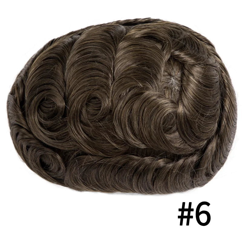 Male Hair Prosthesis Lace PU Base Breathable Natural Hairline Natural Human Hair Toupee Man Wig
