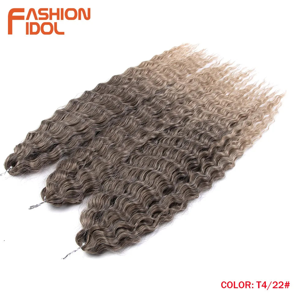 Synthetic Twist Crochet Curly Hair Water Wave Braid Ombre Blonde Brown Deep