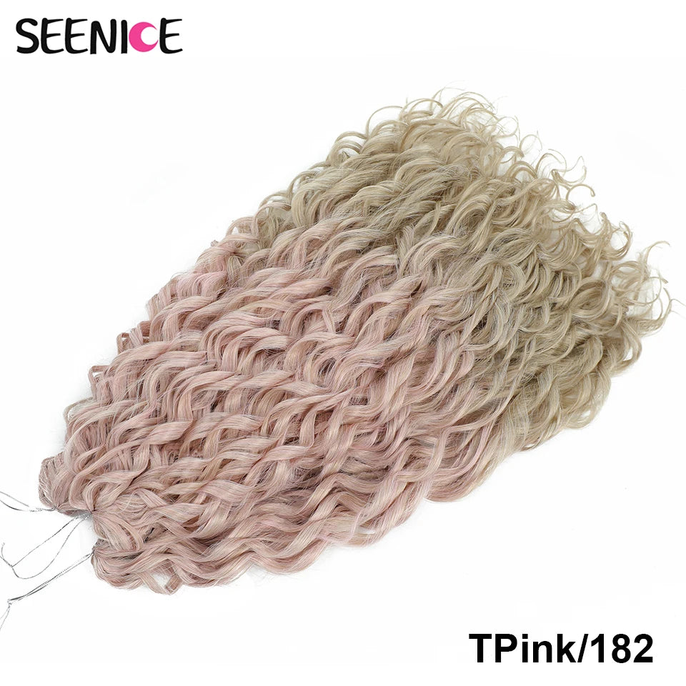 Synthetic Hair Deep Wave Twist Crochet Braid Afro Curl Ombre Blonde Pink