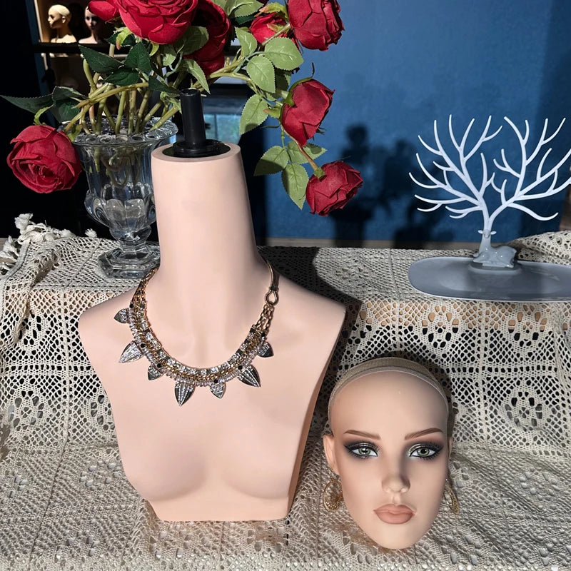 Realistic Mannequin With Detachable Head Glam Makeup Mannequin Head To Put Wigs Dummy Head For Wigs,Earrings, Necklaces Display