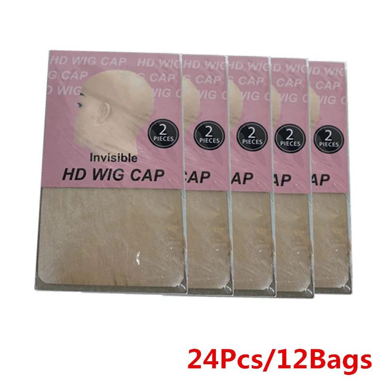 1/6/12 Pack Wholesale Ultra Thin Invisible HD Wig Cap for Lace Front Wigs - Sheer Nylon Stocking Cap Bulk