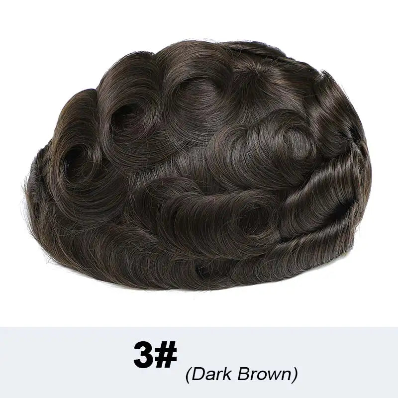 Pre-Styled Skin Toupee for Men, Knotless Hair System, Pre-Cut
