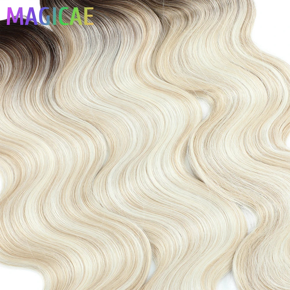 300G 26Inch Ombre Grey Crochet Braids Body Wave Light Brown Highlight Sp4/27/613