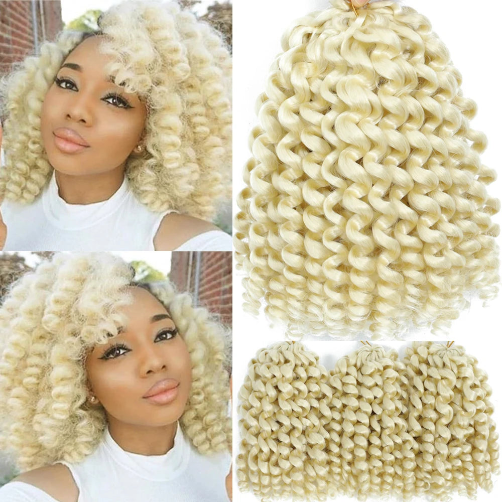 Jamaican Bounce Crochet Hair Jumpy Wand Curl Synthetic Braiding Extensions Ombre Brown