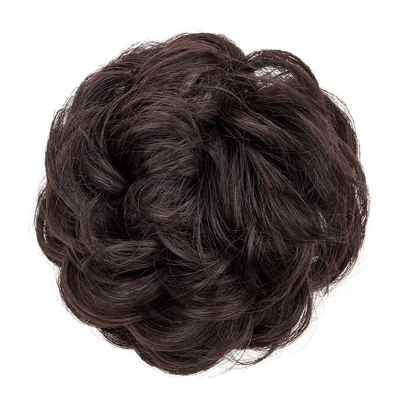 Synthetic Messy Bun Chignon Donut Hair Piece - Blonde Brown, Elastic Scrunchie Bun Pad
