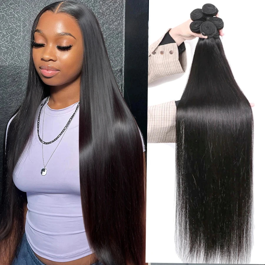Bone Straight Brazilian Human Hair Bundles — 100% Raw Virgin Hair