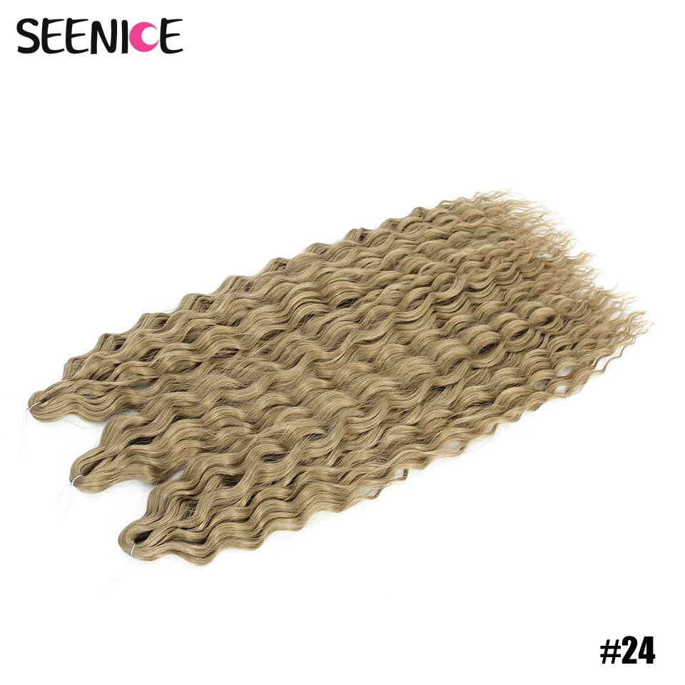 African Curls Synthetic Water Wave Twist Crochet Braiding Hair, Afro Curl, Ombre Blonde Pink Deep Wave