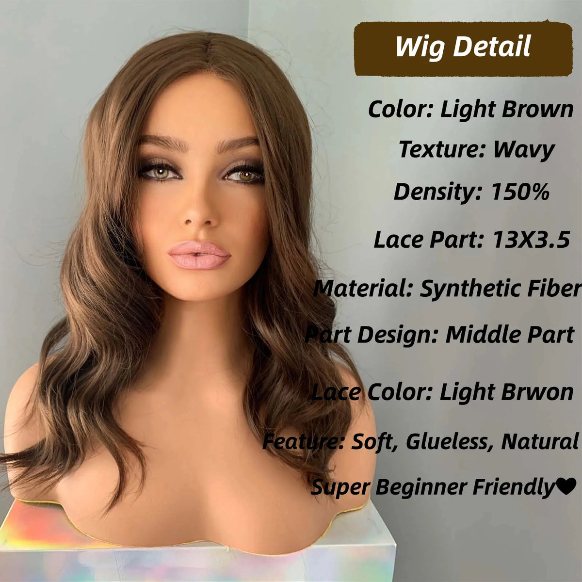 Brown Wig Short Wavy Synthetic Lace Front Natural Frontal Chocolate Brunette Hair