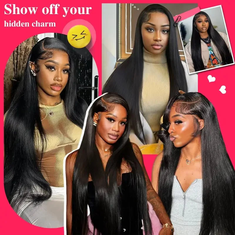 40 Inch Straight Human Hair HD Lace Frontal Wig, 13x4, Glueless, Pre-Cut, 250% Density