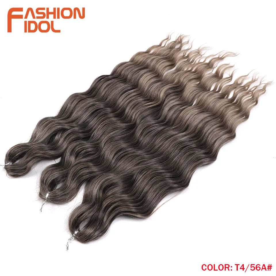 Loose Deep Wave Synthetic Braiding Hair Extensions - 24 Inch Water Wave, Ombre Blonde Twist Crochet