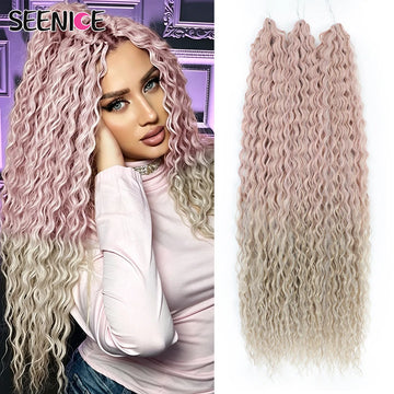 African Curls Synthetic Water Wave Twist Crochet Braiding Hair, Afro Curl, Ombre Blonde Pink Deep Wave