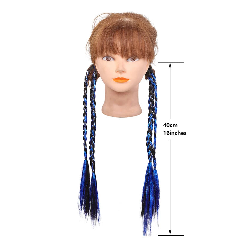 Trendy Pair Pack Synthetic Fiber Laser Highlights Braided Ponytail Wig Girls Streetwear