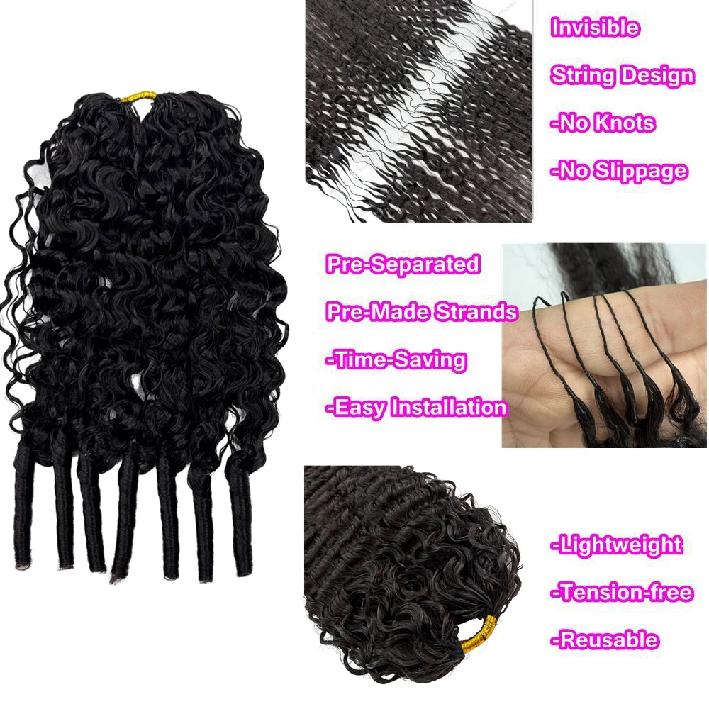 Burmese Curly Feather Crochet Human Hair Extensions Pre Looped Pre Separated Knotless Hair For Braiding