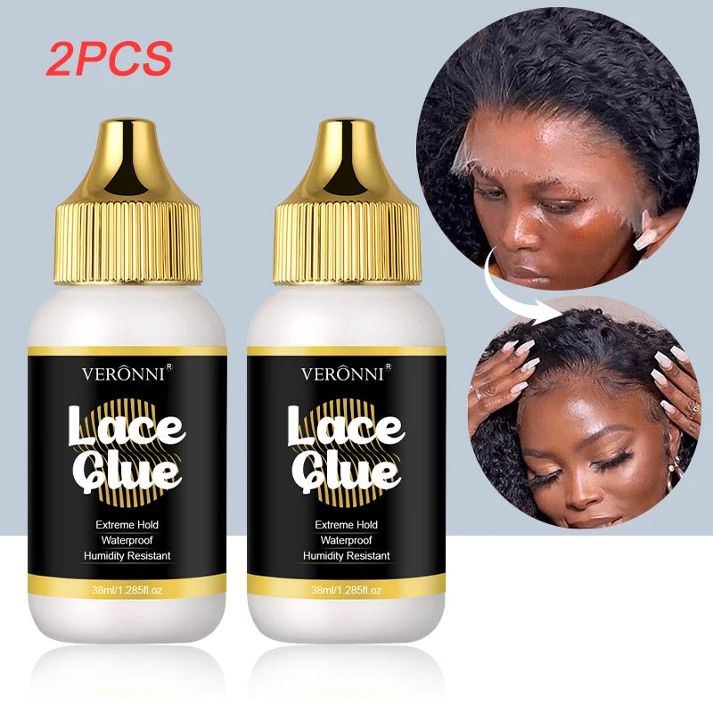 38ml Lace Wig Glue,Strong Hold Waterproof Invisible Adhesive For Lace Front Wigs & Toupees,Sweat-Resistant Long-Lasting Bonding