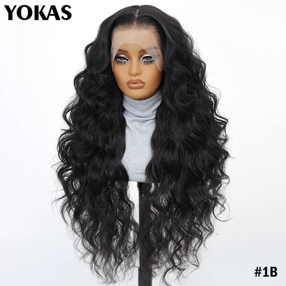 Synthetic Blend Lace Wigs Body Wave, 13x6 HD Frontal Baby Hair African