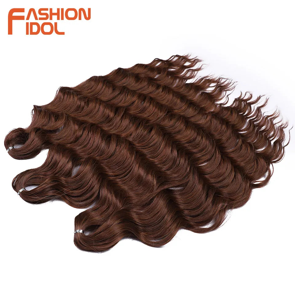 Loose Deep Wave Synthetic Braiding Hair Extensions - 24 Inch Water Wave, Ombre Blonde Twist Crochet