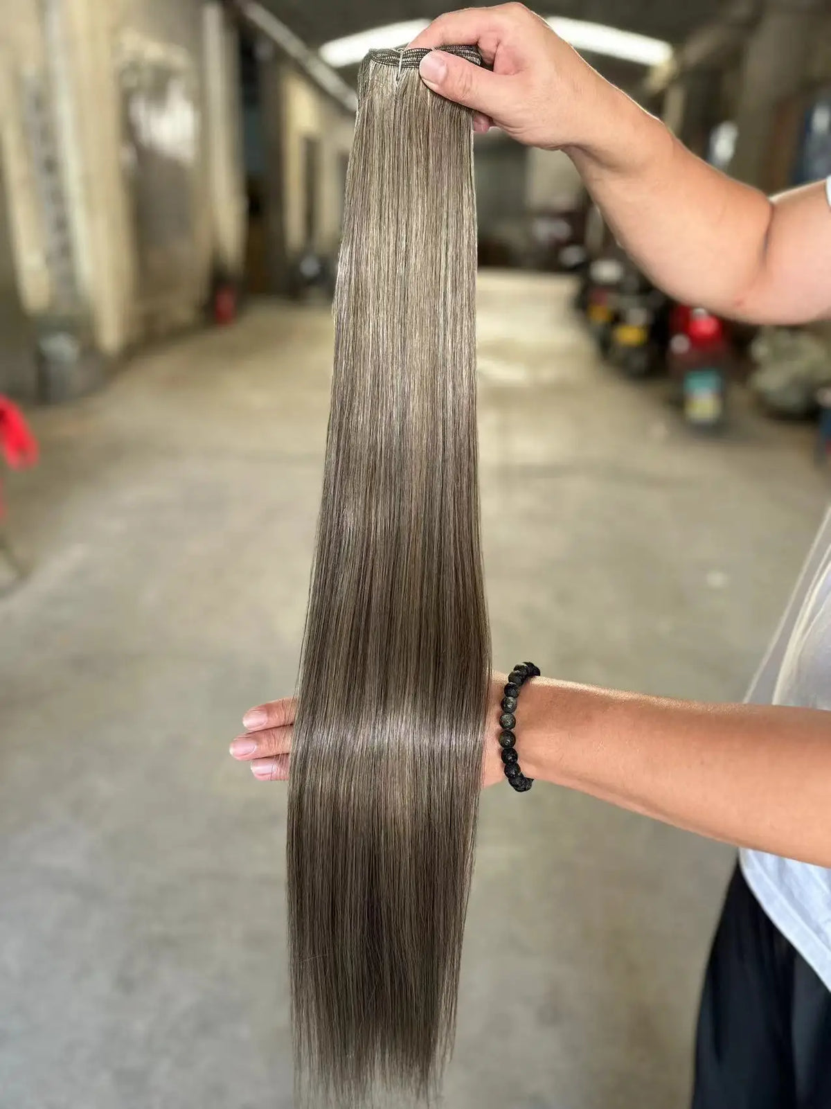 Bone Straight Hair Bundles Salon Natural Extensions Fake Fibers Super Long Synthetic