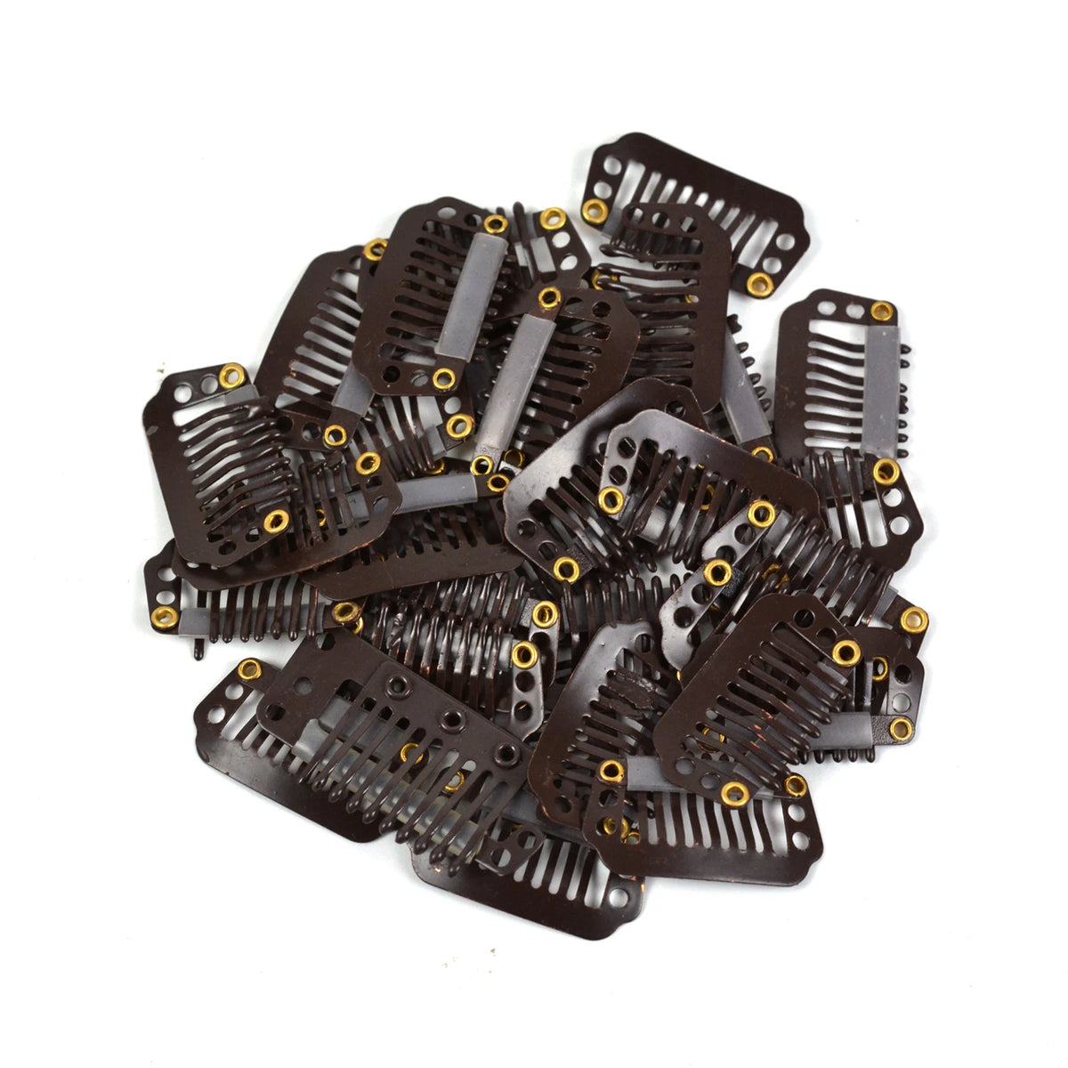 24 Pcs 9-teeth Beige/Brown/Black Hair Extension Clips Hair Extension Wigs Snap Clips Comb Small Snap Wig Accessories Clips
