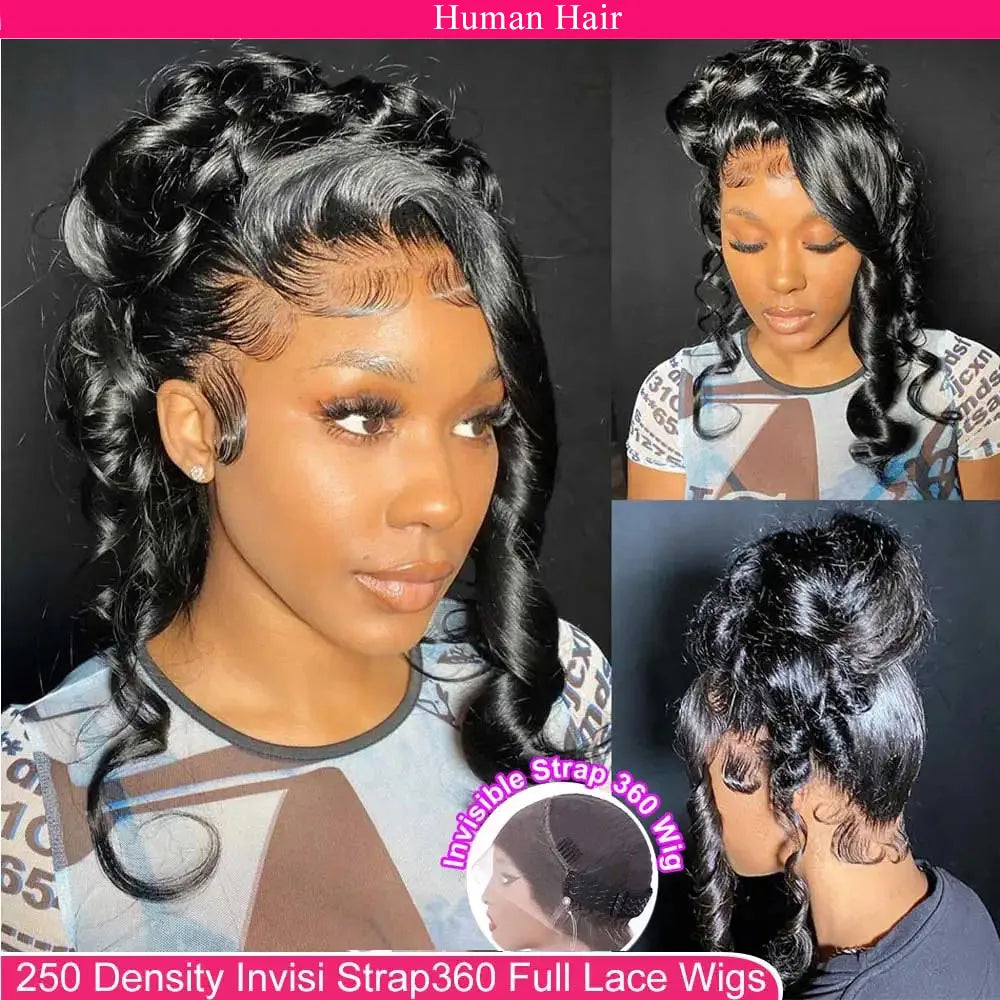 Lace Front Wigs Human Hair Drawstring Pre Plucked Hidden Strap HD Full