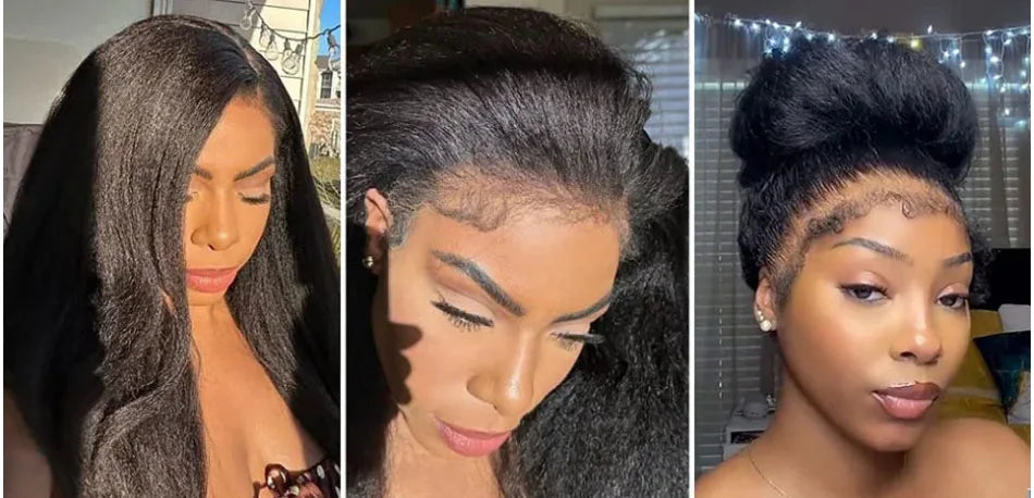Kinky Straight 3-in-1 Half Wig Human Hair, Drawstring, 250% Density