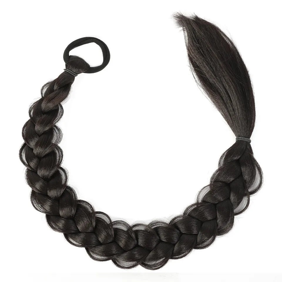 Synthetic Braided Ponytail Hair Extension with Elastic Band, 24 Inch