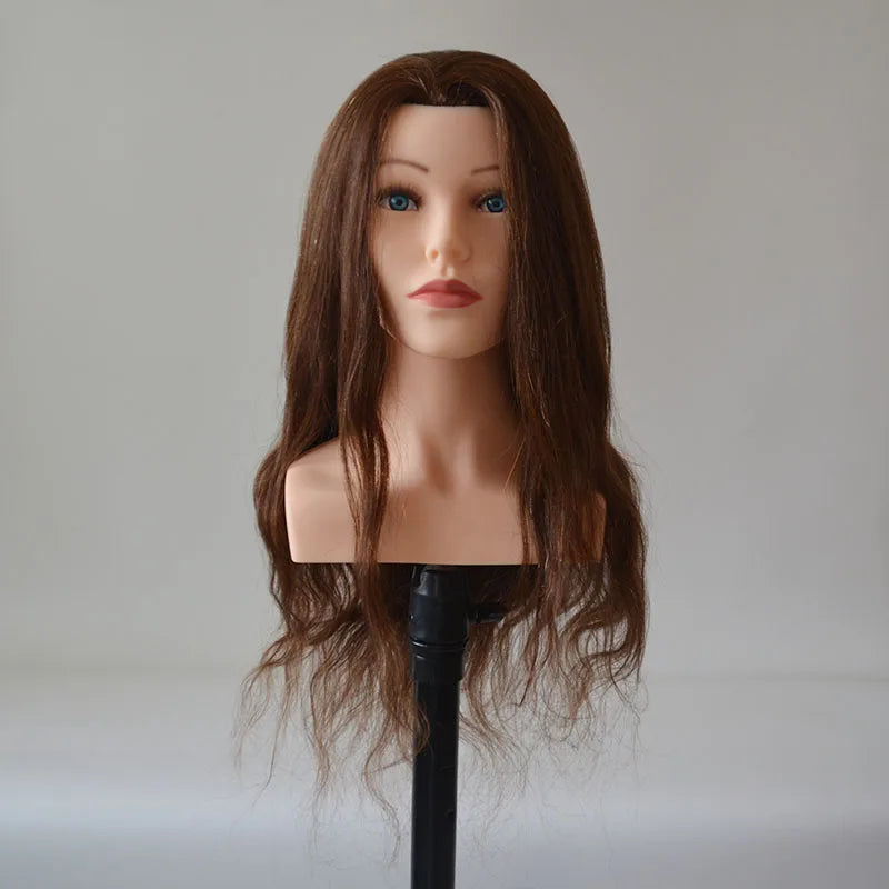 Mannequin Training Head with Real Natural Human Hair, Blonde, 24 Inch, with Shoulder