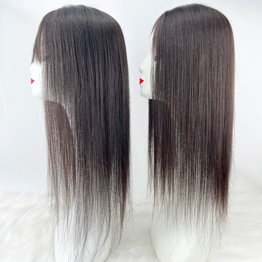 14x16CM Straight Hair Topper Skin Silk Base Virgin Human Piece Cover Breathable