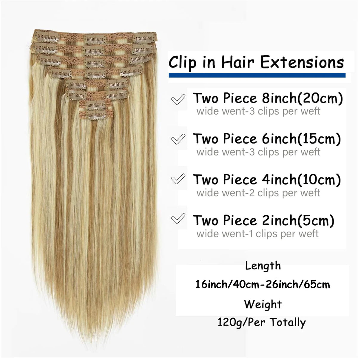 Clip in Hair Extensions Chestnut Brown Double Weft Thick 120G Silky Straight
