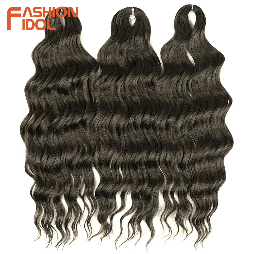 Loose Deep Wave Synthetic Braiding Hair Extensions - 24 Inch Water Wave, Ombre Blonde Twist Crochet