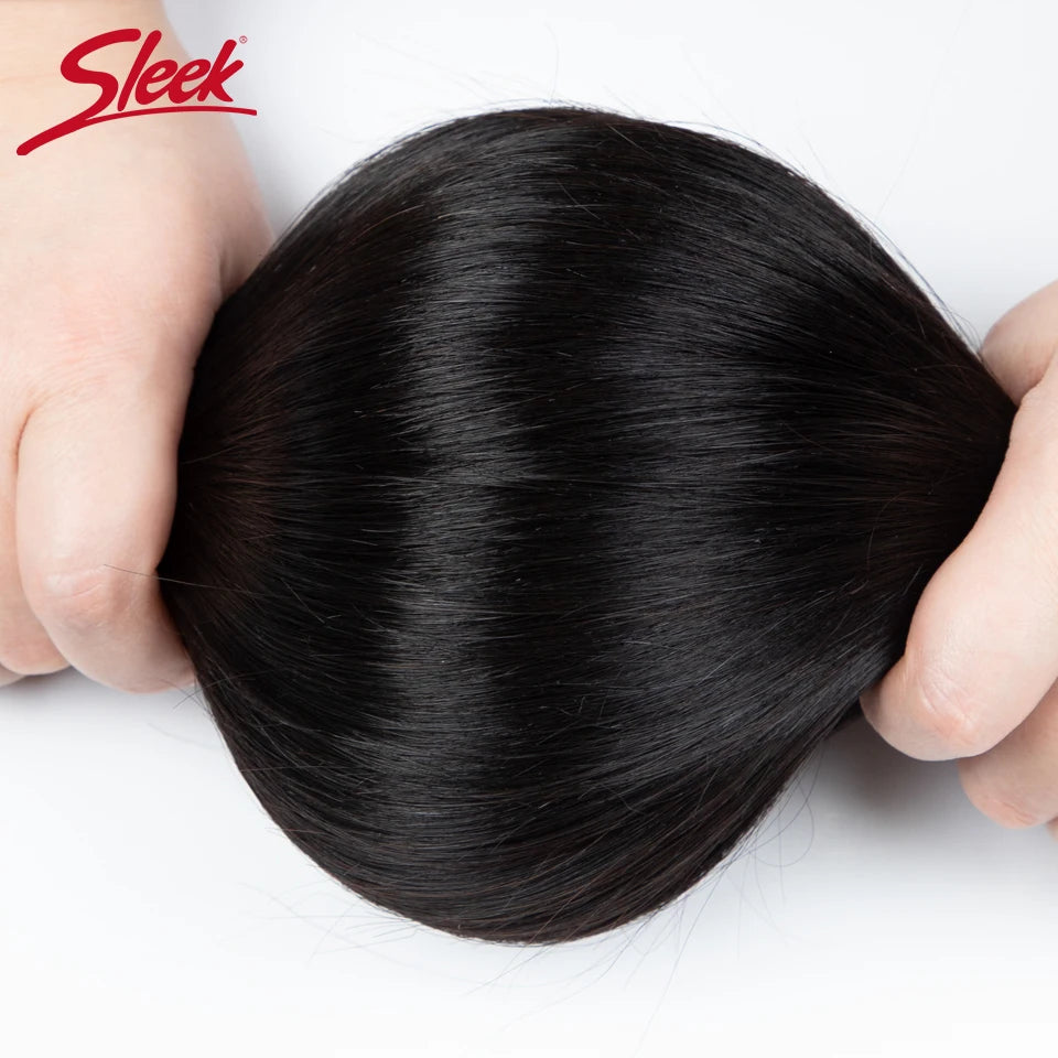 Sleek Peruvian Straight Human Hair Double Drawn Natural Weave Bundles Brown Remy