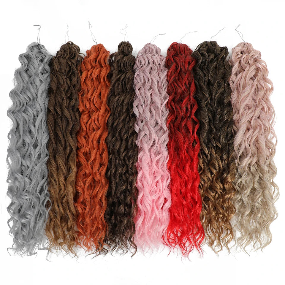 Synthetic Hair Deep Wave Twist Crochet Braid Afro Curl Ombre Blonde Pink