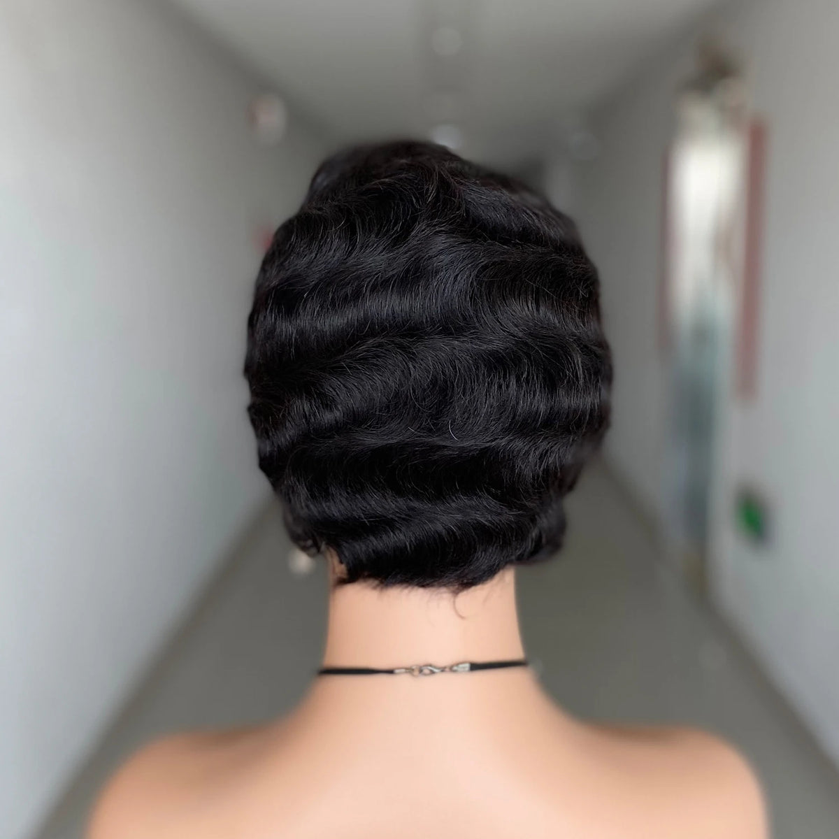 Short Finger Wave Wig Brazilian Human Hair Brown Ocean Peruca Burgundy Pixie