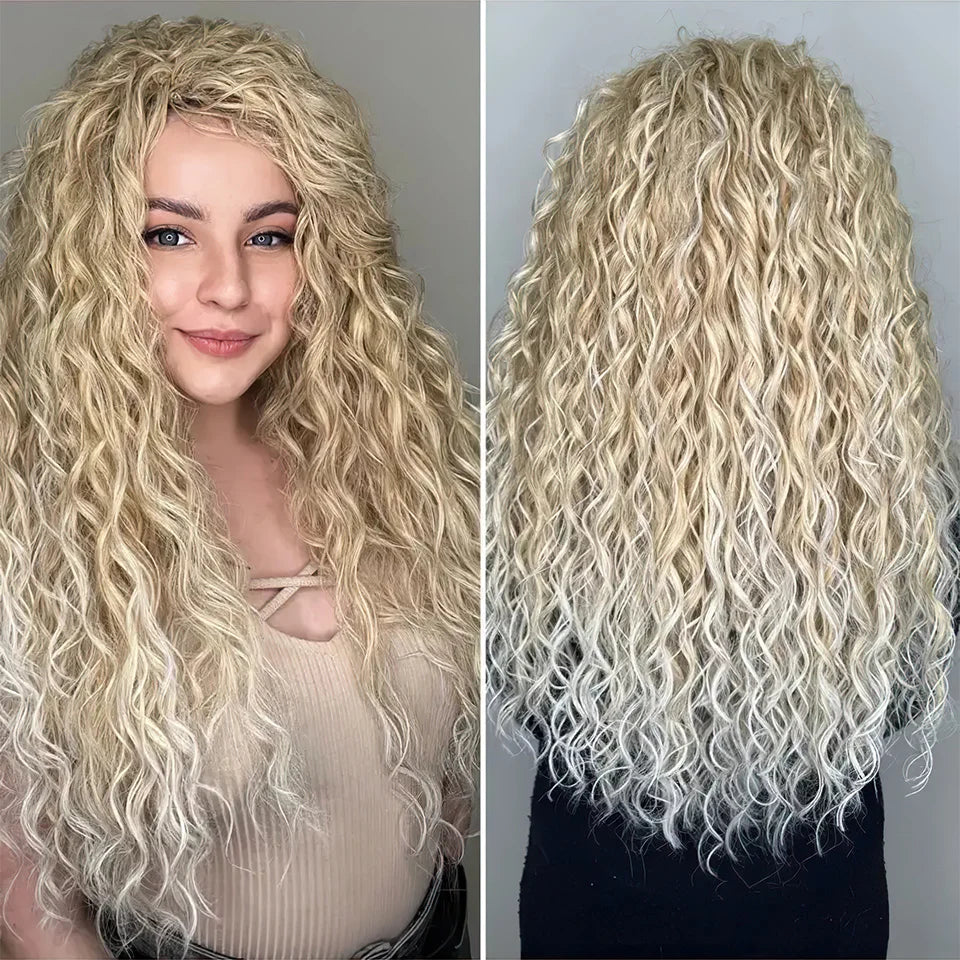 Synthetic Hair Deep Wave Twist Crochet Braid Afro Curl Ombre Blonde Pink