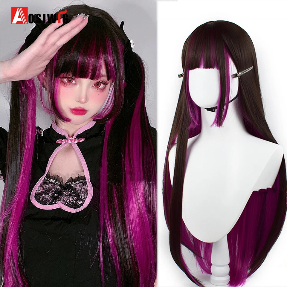 Blonde Twin Ponytail Princess Cut Natural Short Hair Synthetic Wigs Bangs Heat