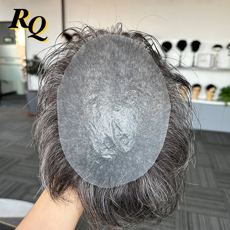 Pre Cut Styled Toupee Hair Thin Skin V Looped Human Replacement System
